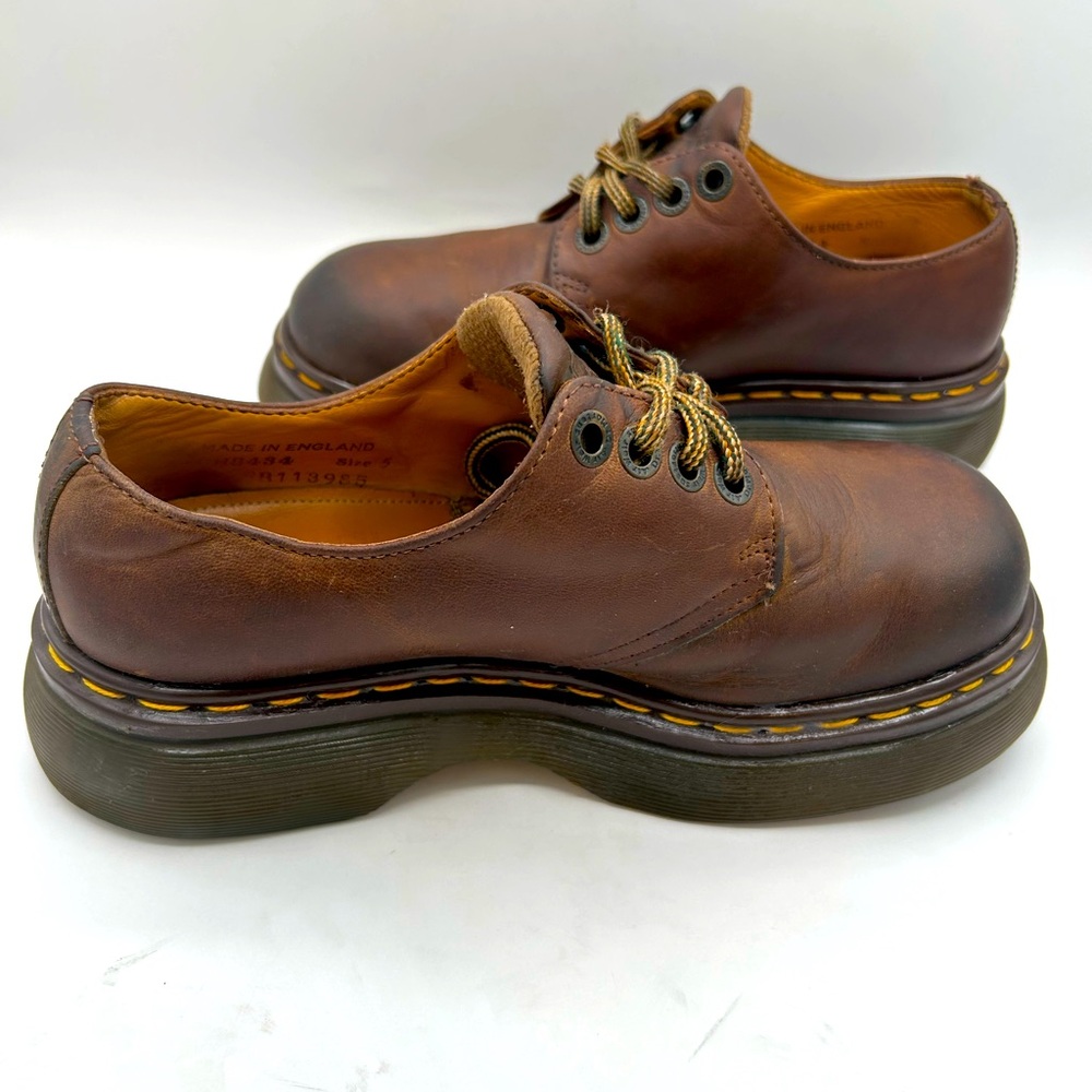 MIE RARE Vintage Dr Martens Chunky Platform Brown Square Toe Lace Up Oxford Shoe - Picture 8 of 17